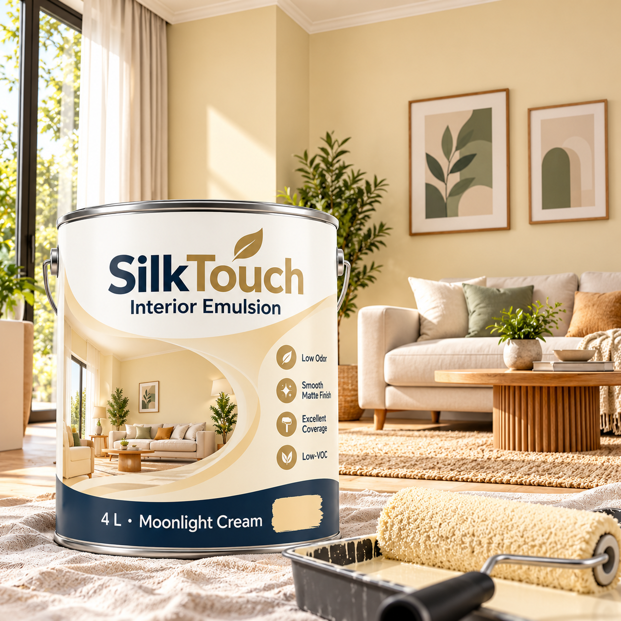Silk Touch Interior Emulsion 4 L Moonlight Cream